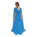 Chiffon Bridesmaid Dress for Women Cape Sleeve V-Neck Formal Evening Gowns with Pocket LBC020