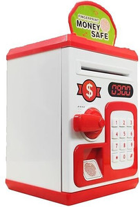 chigy wooh piggy bank musical moneysafe toy for kid atm coin bank coin bank white red