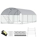 CHIKENCOOP 19.5x6.5x6.6ft Metal Chicken Coop, Full-Cover 3-Room Chicken Run