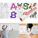 Children's Drawing Roll, Coloring Paper Roll for Kids Gift,120 * 11.8 Inches DIY Painting Drawing Paper Roll, Sticky Drawing Paper Roll, Early Educational Toys for Kids (Number Letter)