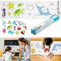 Children's Drawing Roll，Coloring Paper Roll for Kids Gift,120 * 11.8 Inches DIY Painting Drawing Paper Roll, Sticky Drawing Paper Roll, Early Educational Toys for Kids (Ocean)
