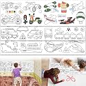 Children's Drawing Roll, Coloring Paper Roll for Kids Gift,120 * 11.8 Inches DIY Painting Drawing Paper Roll, Sticky Drawing Paper Roll, Early Educational Toys for Kids (Vehicles)