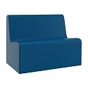 Children's Factory Large Contour Sofa, Mix-and-Match Kids Chairs, Sofas, Corner Ottomans and Cubes, Foam-Filled and Water-Resistant, Flexible Seating for Classroom Elementary, Blue Kids Couch