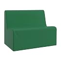 Children's Factory Large Contour Sofa, Mix-and-Match Kids Chairs, Sofas, Corner Ottomans and Cubes, Foam-Filled and Water-Resistant, Flexible Seating for Classroom Elementary, Green Kids Couch