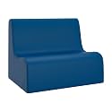 Children's Factory Medium Contour Sofa, Mix-and-Match Kids Chairs, Sofas, Corner Ottomans and Cubes, Foam-Filled and Water-Resistant, Flexible Seating for Classroom Elementary, Blue Kids Couch