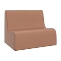 Children's Factory Medium Contour Sofa, Mix-and-Match Kids Chairs, Sofas, Corner Ottomans and Cubes, Foam-Filled and Water-Resistant, Flexible Seating for Classroom Elementary, Clay Kids Couch