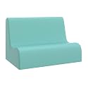 Children's Factory Small Contour Sofa, Mix-and-Match Kids Chairs, Sofas, Corner Ottomans and Cubes, Foam-Filled and Water-Resistant, Flexible Seating for Classroom Elementary, Aqua Kids Couch