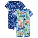 The Children's Place 2 Pack Baby and Toddler Boy Snug Fit Cotton Zip-Front One Piece Pajama
