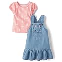 The Children's Place Baby Girls' And Toddler Short Sleeve Shirt and Skirtall 2 Piece Outfit