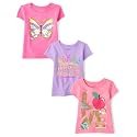 The Children's Place Baby-Girls and Toddler School,Learning Short Sleeve Graphic T-Shirts,3 Pack