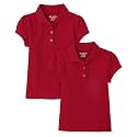 The Children's Place Girls' Short Sleeve Ruffle Pique Polo, 2 Pack