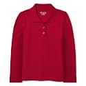 The Children's Place Girls' Uniform Long Sleeve Ruffle Pique Polo