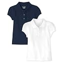 The Children's Place Girls' Short Sleeve Ruffle Pique Polo, 2 Pack