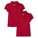 The Children's Place Girls' Short Sleeve Ruffle Pique Polo, 2 Pack