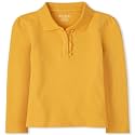 The Children's Place Girls' Uniform Long Sleeve Ruffle Pique Polo