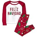 The Children's Place Kids' Holiday Snug Fit Cotton Top and Fleece Pant Pajamas