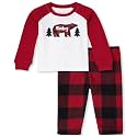 The Children's Place Kids' Holiday Snug Fit Cotton Top and Fleece Pant Pajamas