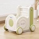 Children's Train Toy Box,Cart for Toddlers 1-3 with Wheels, Drawstring, and Handle for Riding, Walking, Towing, and Storage. Load Capacity 170LBS Great Gift for Toddler Boys and Girls(Train-Green)