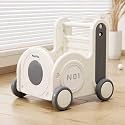 Children's Train Toy Box,Cart for Toddlers 1-3 with Wheels, Drawstring, and Handle for Riding, Walking, Towing, and Storage. Load Capacity 170LBS Great Gift for Toddler Boys and Girls(Train-Grey)