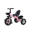Children's Tricycle with Anti-Tip Design, Footrests, Blue and Black, Kids Gift (Pink)