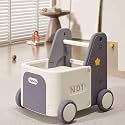 Children's Train Toy Box,Cart for Toddlers 1-3 with Wheels, Drawstring, and Handle for Riding, Walking, Towing, and Storage. Load Capacity 170LBS Great Gift for Toddler Boys and Girls(Pickup-Grey)