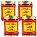 CHILE CRUNCH - Original Spicy Crunchy Condiment - All Natural Roasted Chili Peppers, Garlic &amp; Onion Crisp Sauce - Vegan, Gluten-Free, No Preservatives - Homemade Authentic Mexican Recipe 5.5oz (4 Pack)
