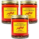 CHILE CRUNCH - Original Spicy Crunchy Condiment - All Natural Roasted Chili Peppers, Garlic &amp; Onion Crisp Sauce - Vegan, Gluten-Free, No Preservatives - Homemade Authentic Mexican Recipe 5.5oz (3 Pack)