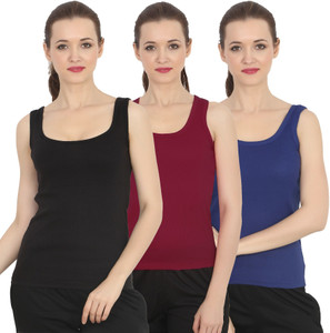 chileelife pack of 3 casual sleeveless solid women black top