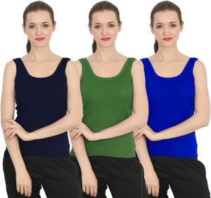 chileelife pack of 3 casual sleeveless solid women dark blue dark green blue top