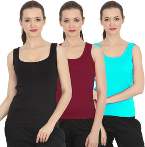 chileelife pack of 3 casual sleeveless solid women black top
