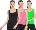 CHILEELIFE Pack of 3 Casual Sleeveless Solid Women Black Top