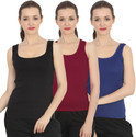 CHILEELIFE Pack of 3 Casual Sleeveless Solid Women Black Top