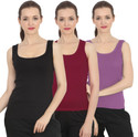 CHILEELIFE Pack of 3 Casual Sleeveless Solid Women Black Top