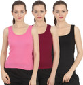 CHILEELIFE Pack of 3 Casual Sleeveless Solid Women Pink Top