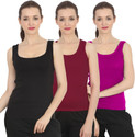 CHILEELIFE Pack of 3 Casual Sleeveless Solid Women Black Top