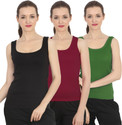 CHILEELIFE Pack of 3 Casual Sleeveless Solid Women Multicolor Top