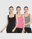 CHILEELIFE Pack of 3 Casual Sleeveless Solid Women Black Top