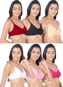 chileelife pack of 6 women everyday non padded bra multicolor