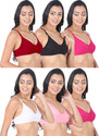 CHILEELIFE Pack of 6 Women Everyday Non Padded Bra (Black, Maroon, Pink, White, Pink, Pink)