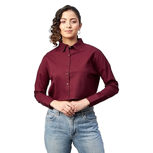 chimpaaanzee women cotton fulluy cropped shirt