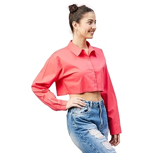 chimpaaanzee women cotton fulluy cropped shirt