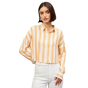 Chimpaaanzee Women Drop Shoulder Crop Shirt
