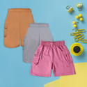 CHIMPRALA Short For Boys Casual Solid Cotton Blend (Multicolor, Pack of 3)