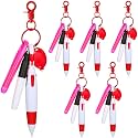 Chinco 30 Pcs Retractable Badge Pen Keychain Clip Gifts