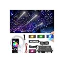 CHINLY 1000Pcs Split Starlight Headliner Kit, 4 Light Heads 0.02in 4.92ft+96Pcs Meteor RGBW Star Lights for Car, 16W Starlight Kit APP/Remote Control, Flexible Wiring for Car Roof Ceiling