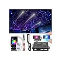 CHINLY 600Pcs Split Starlight Headliner Kit, 2 Light Heads 0.02in 4.92ft+96Pcs Meteor RGBW Star Lights for Car, 16W Starlight Kit APP/Remote Control, Flexible Wiring for Car Roof Ceiling