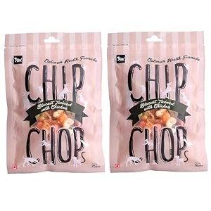 chip chops biscuit twined with chicken dog treats - 70g pack of 2 healthy tasty high-protein snacks for training amp rewards  suitable for all breeds  sold by foodie puppies with free keyring
