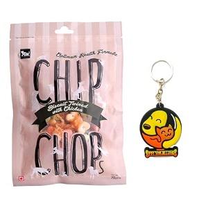 chip chops biscuit twined with chicken dog treats - 70g pack of 1 healthy tasty high-protein snacks for training amp rewards  suitable for all breeds  sold by foodie puppies with free keyring