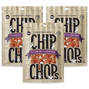 chip chops chicken amp calcium bone dog treats - 70g pack of 3 healthy tasty high-protein snacks for training amp rewards  suitable for all breeds  sold by foodie puppies with free keyring