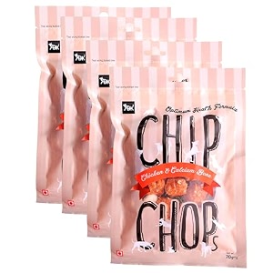 chip chops chicken amp calcium bone dog treats - 70g pack of 4 healthy tasty high-protein snacks for training amp rewards  suitable for all breeds  sold by foodie puppies with free keyring